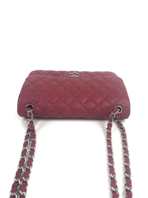 Chanel Caviar Quilted Jumbo Double Flap Deep Red Silver Series 14 9