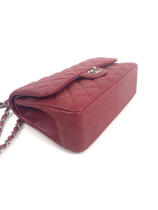 Chanel Caviar Quilted Jumbo Double Flap Deep Red Silver Series 14 21