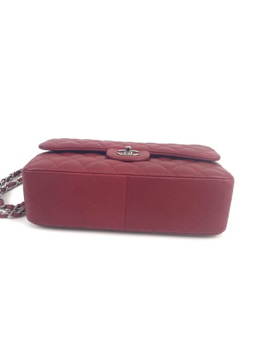 Chanel Caviar Quilted Jumbo Double Flap Deep Red Silver Series 14 10