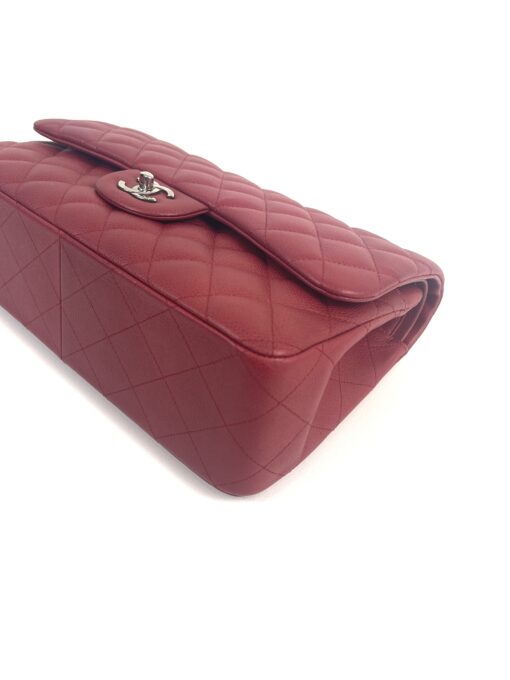 Chanel Caviar Quilted Jumbo Double Flap Deep Red Silver Series 14 19