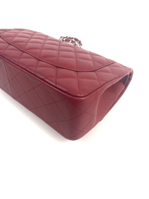 Chanel Caviar Quilted Jumbo Double Flap Deep Red Silver Series 14 17