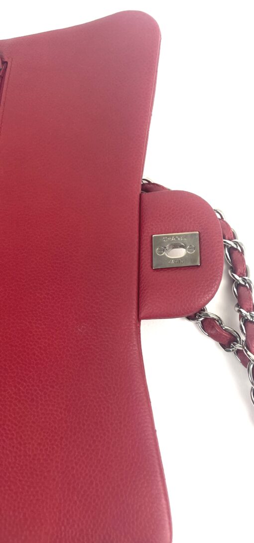 Chanel Caviar Quilted Jumbo Double Flap Deep Red Silver Series 14 - Image 18