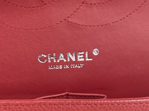 Chanel Caviar Quilted Jumbo Double Flap Deep Red Silver Series 14 11