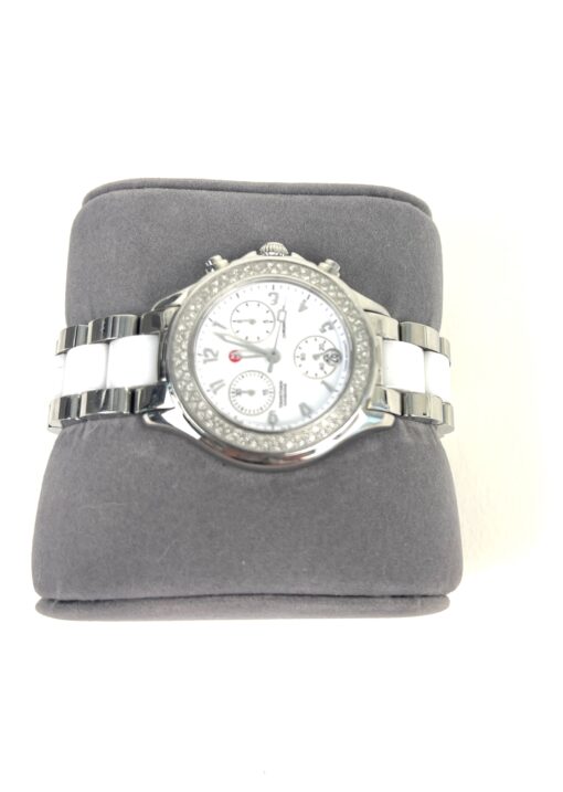 Michele Tahitienne Diamond Bezzle Ceramic and Silver Watch 12