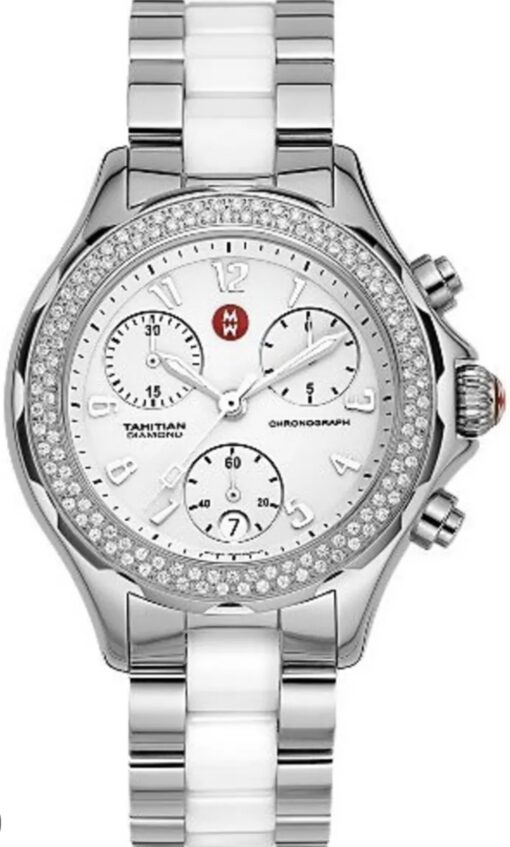 Michele Tahitienne Diamond Bezzle Ceramic and Silver Watch 2