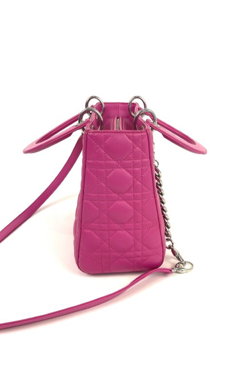 Christian Dior Lady Dior Medium Lambskin Cannage Hot Pink Silver 7