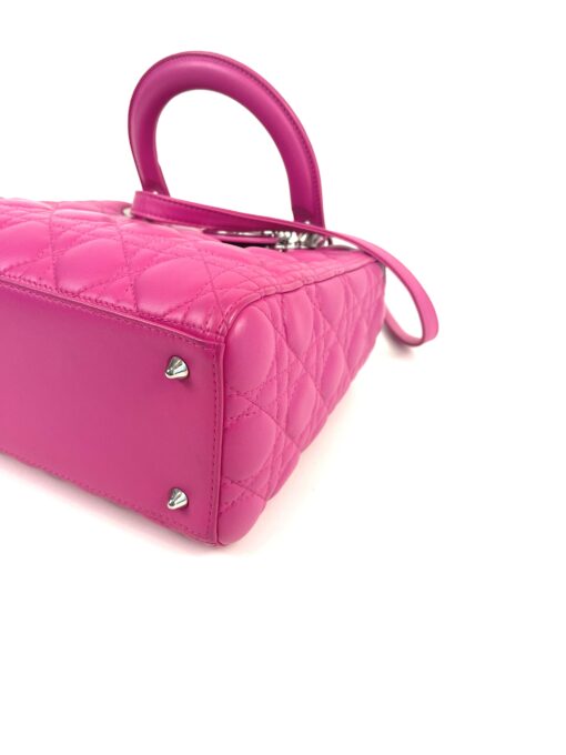 Christian Dior Lady Dior Medium Lambskin Cannage Hot Pink Silver 15