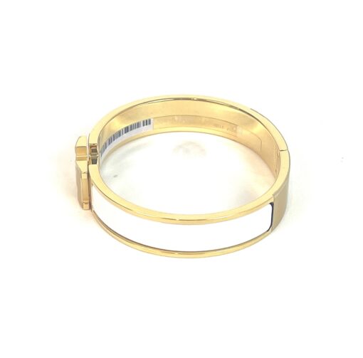 Hermes Clic H White and Yellow Gold GM Bracelet - Image 10