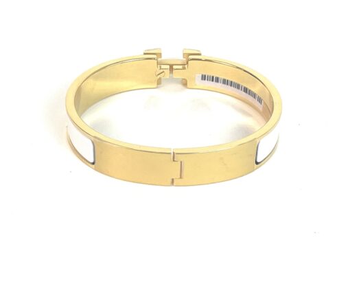 Hermes Clic H White and Yellow Gold GM Bracelet - Image 5