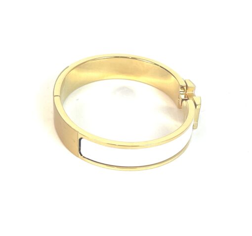 Hermes Clic H White and Yellow Gold GM Bracelet - Image 4