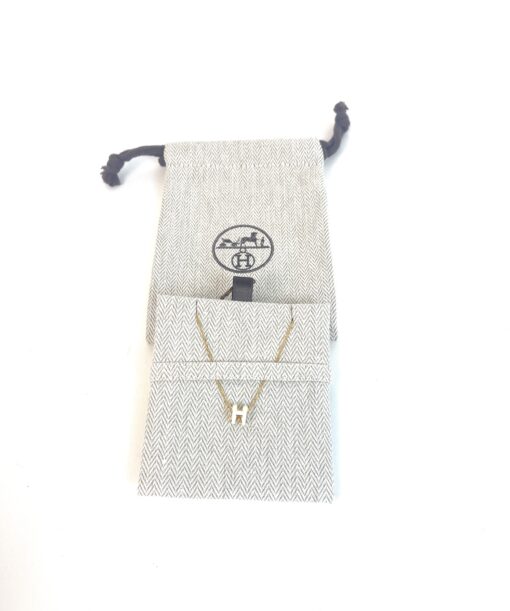 Hermes H Pop Necklace White Yellow Gold 3