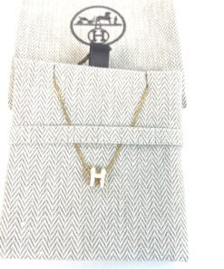 Hermes H Pop Necklace White Yellow Gold