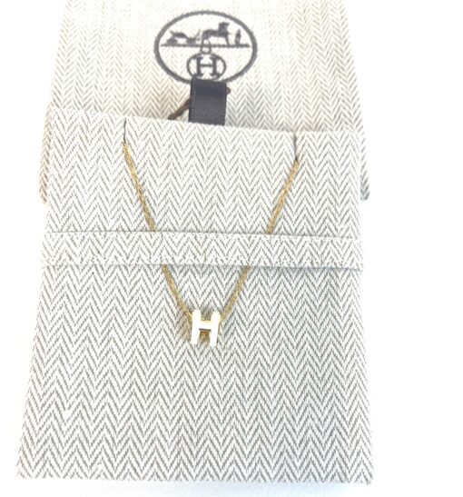 Hermes H Pop Necklace White Yellow Gold