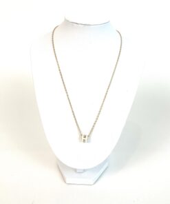 Hermes H Pop Necklace White Yellow Gold 2