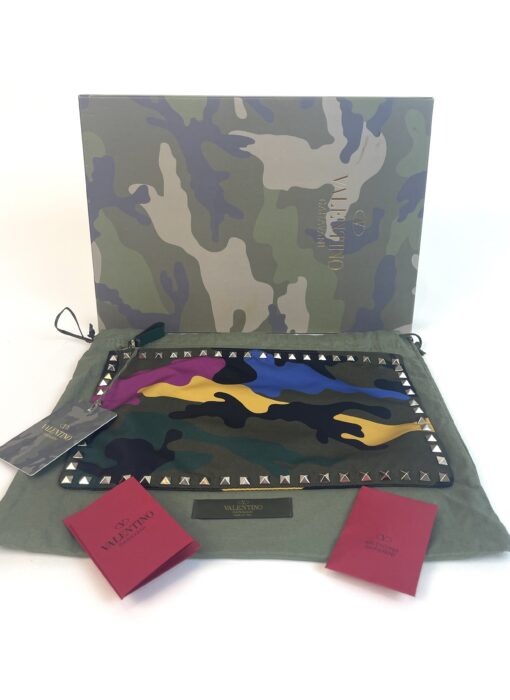 Valentino Garavani Nylon Camouflage Print Rockstud Zip Pouch Multicolor - Image 3