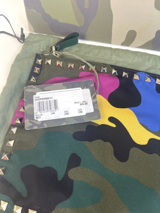 Valentino Garavani Nylon Camouflage Print Rockstud Zip Pouch Multicolor - Image 9