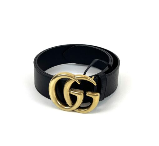 Gucci Marmont Leather Belt Double G Buckle Black