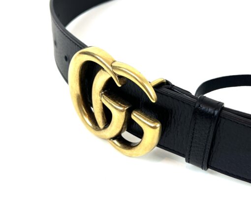 Gucci Marmont Leather Belt Double G Buckle Black 8