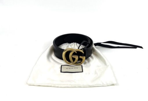 Gucci Marmont Leather Belt Double G Buckle Black 2