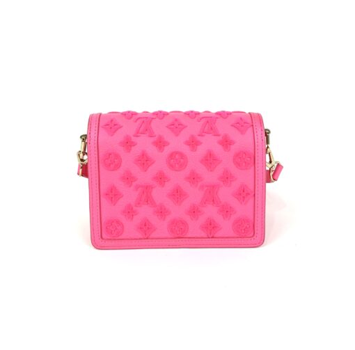 Louis Vuitton Grained Calfskin Tufted Monogram Mini Dauphine Fluo Pink 7