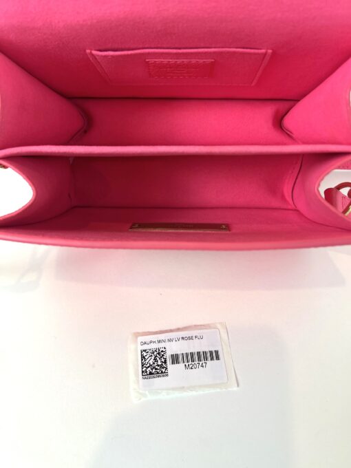 Louis Vuitton Grained Calfskin Tufted Monogram Mini Dauphine Fluo Pink 11