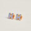 Hermes Mini Pop H Earrings White Yellow Gold 12