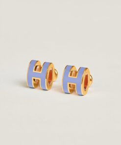 Hermes Mini Pop H Earrings Lilas Purple Gold