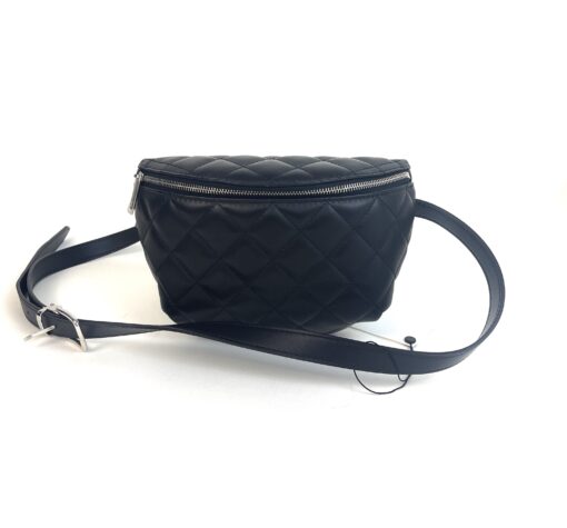 Chanel Black Quilted Leather Uniform Bum Bag Crossbody Sling Series 32