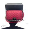 Chanel Medium Boy Dark Pink Chevron Lambskin Leather Ruthenium 5