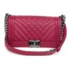 Chanel Medium Boy Dark Pink Chevron Lambskin Leather Ruthenium 11