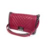 CHANEL Red Quilted Lambskin Leather Medium 10″ Boy Bag Ruthenium 20