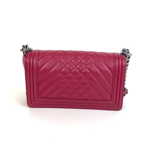 Chanel Medium Boy Dark Pink Chevron Lamskin Leather Ruthenium 6