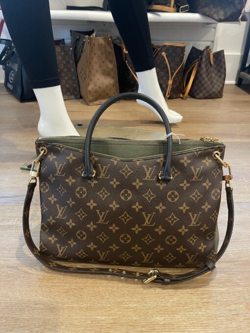 Louis Vuitton Monogram Pallas Satchel with Khaki Green and Black Trim 7