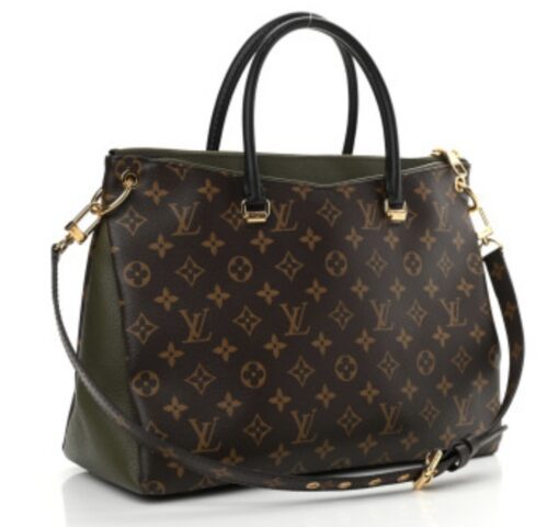 Louis Vuitton Monogram Pallas Satchel with Khaki Green and Black Trim