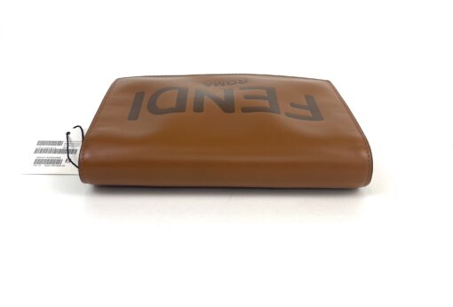 Fendi Roma Brown Leather WOC with gold crossbody chain - Image 7