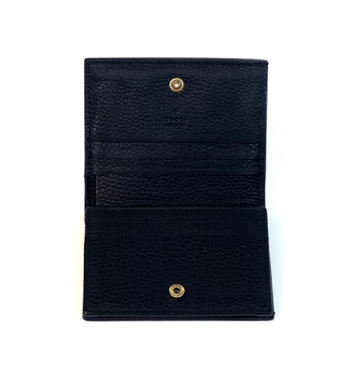 Gucci Pebbled Calfskin Bee Animalier Card Case Wallet Black - Image 3