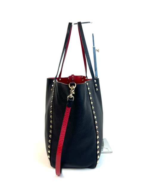 Valentino Garavani Rockstud Reversible Black Red Leather Tote 12