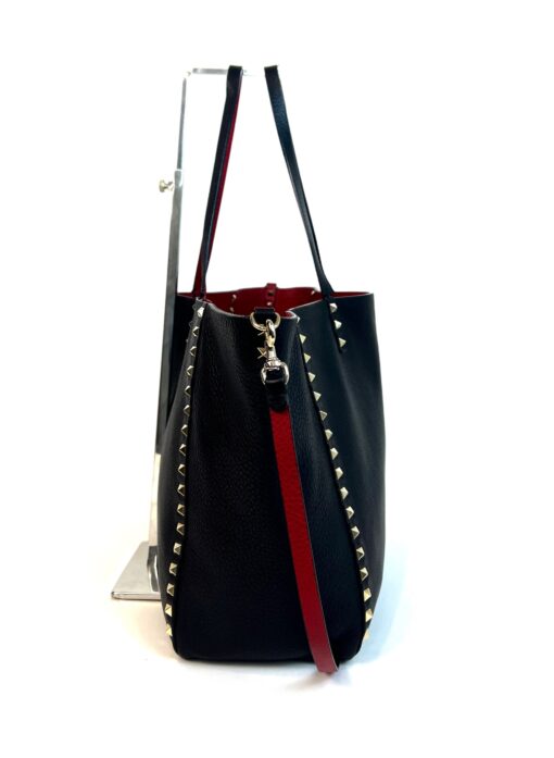 Valentino Garavani Rockstud Reversible Black Red Leather Tote 13