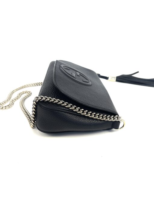 Gucci Black Leather Soho Flap Chain Crossbody - Image 9