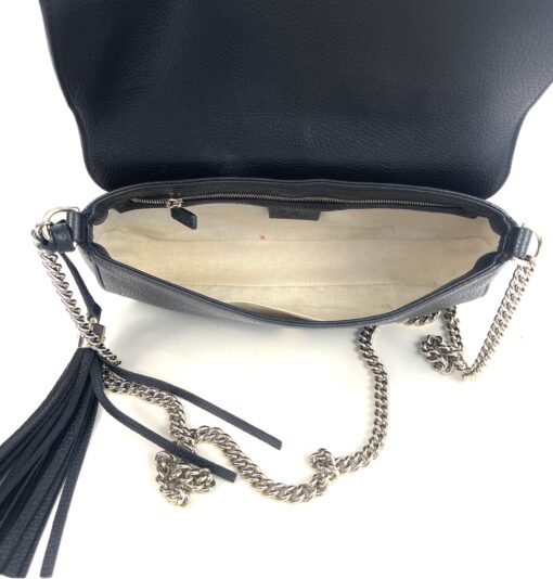 Gucci Black Leather Soho Flap Chain Crossbody - Image 11