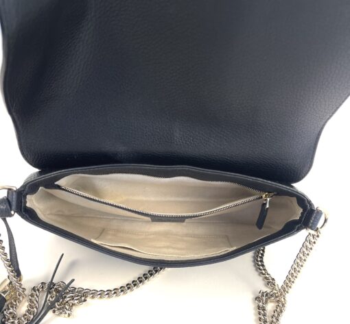 Gucci Black Leather Soho Flap Chain Crossbody - Image 5