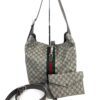 Gucci x Balenciaga Supreme Monogram Striped Logo Print Web Small Jackie 1961 Hobo Beige Ebony 24