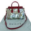 Gucci  Supreme Monogram Blooms Small Zip Top Tote Beige Blue Navy Hibiscus Red 3