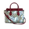 Gucci  Supreme Monogram Blooms Small Zip Top Tote Beige Blue Navy Hibiscus Red 46