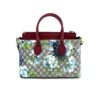 Gucci  Supreme Monogram Blooms Small Zip Top Tote Beige Blue Navy Hibiscus Red 14