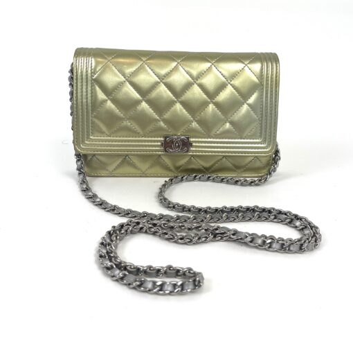 Chanel Boy Series 21 Gold and Silver Metallic Wallet on a Chain SHW