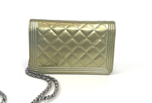 Chanel Boy Series 21 Gold and Silver Metallic Wallet on a Chain SHW 3