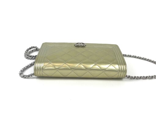 Chanel Boy Series 21 Gold and Silver Metallic Wallet on a Chain SHW 20