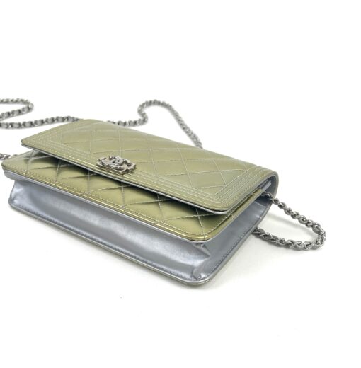 Chanel Boy Series 21 Gold and Silver Metallic Wallet on a Chain SHW 18