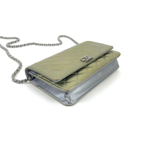 Chanel Boy Series 21 Gold and Silver Metallic Wallet on a Chain SHW 17